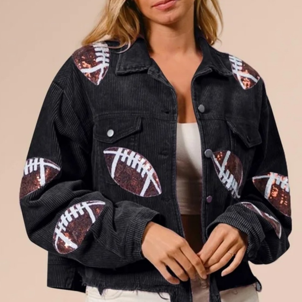 Women's Black Football Sequin Jacket